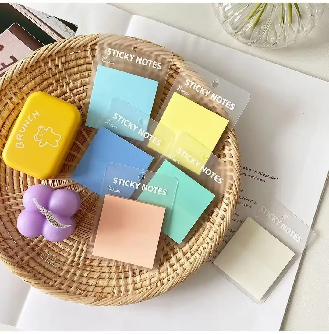 Sticky Notes, Colorful Index Tabs, Pet Transparent Morandi Colors, Square Shape, Reusable Sticky Notes, Key Point Markers, Small Note Pads — feature 11