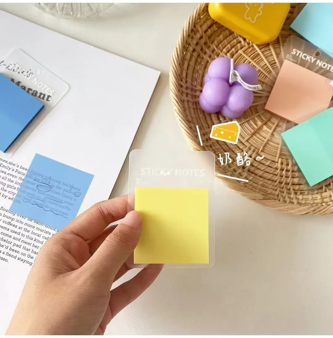Sticky Notes, Colorful Index Tabs, Pet Transparent Morandi Colors, Square Shape, Reusable Sticky Notes, Key Point Markers, Small Note Pads — feature 5