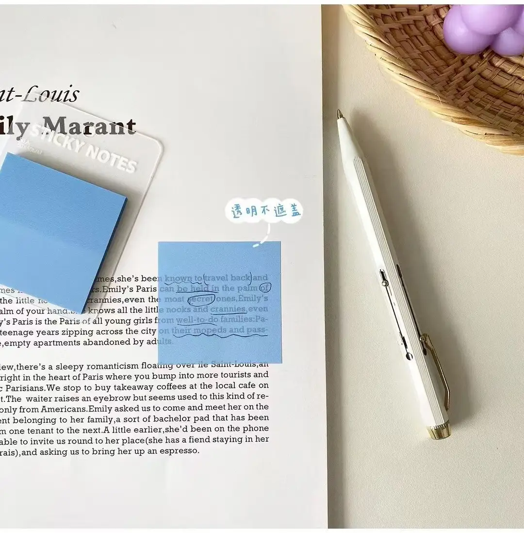 Sticky Notes, Colorful Index Tabs, Pet Transparent Morandi Colors, Square Shape, Reusable Sticky Notes, Key Point Markers, Small Note Pads — feature 7