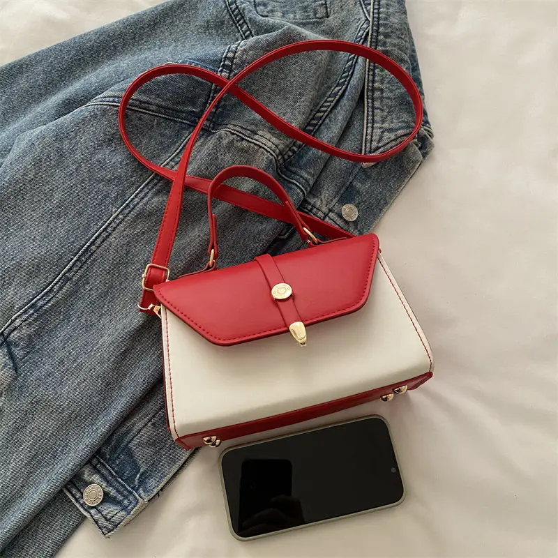 Women's Red White Contrast Shoulder Bag 2025 - Image 7