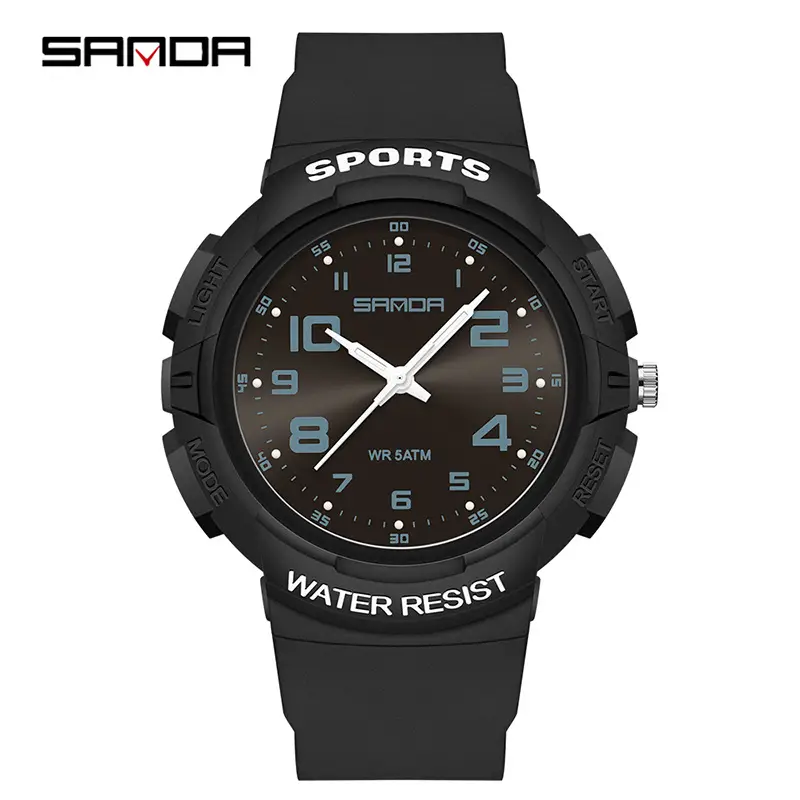 Sanda Men's Sports Water Resistant Black Quartz Watch
