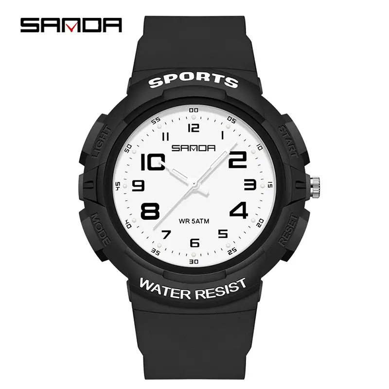 Sanda Men's Sports Water Resistant Black Quartz Watch