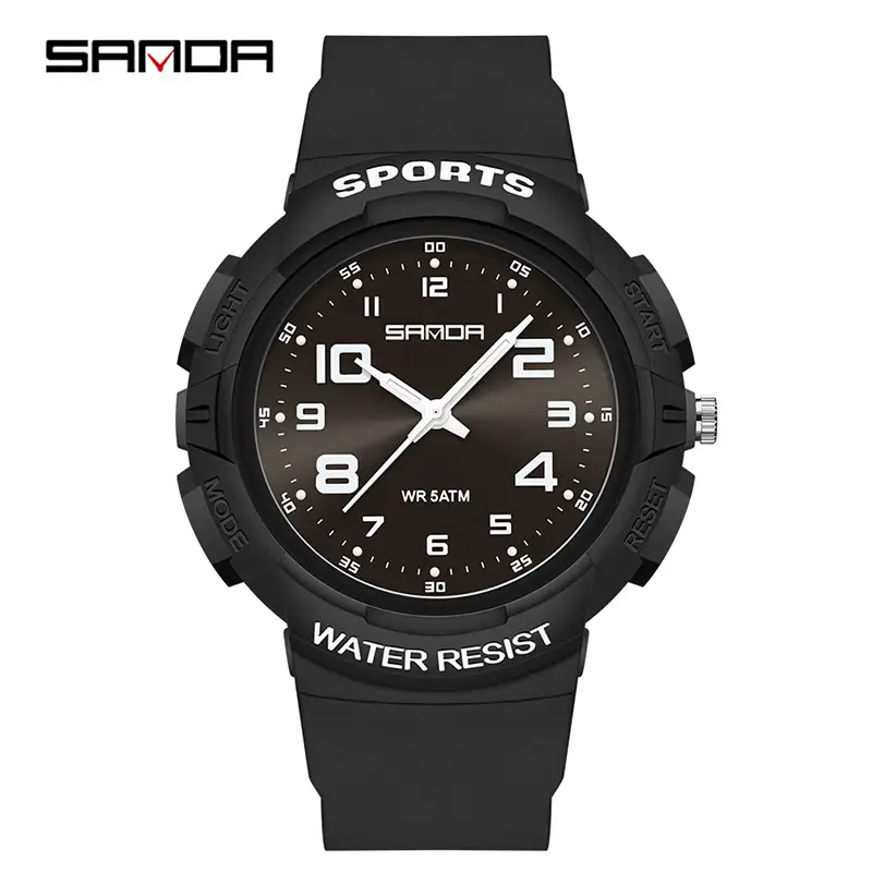 Sanda Men's Sports Water Resistant Black Quartz Watch