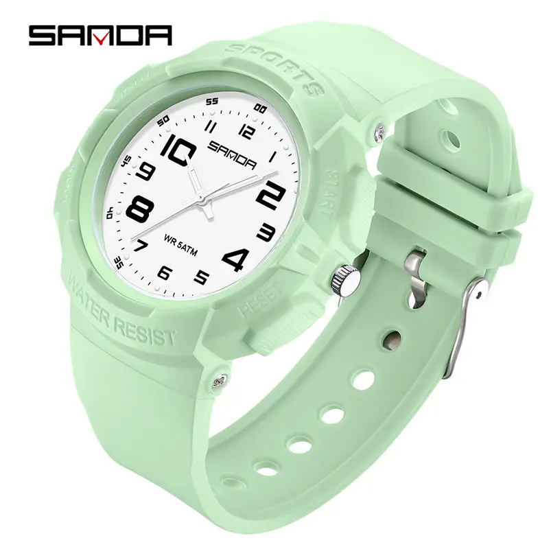 Sanda White Waterproof Student Watch for Men Women - Image 8