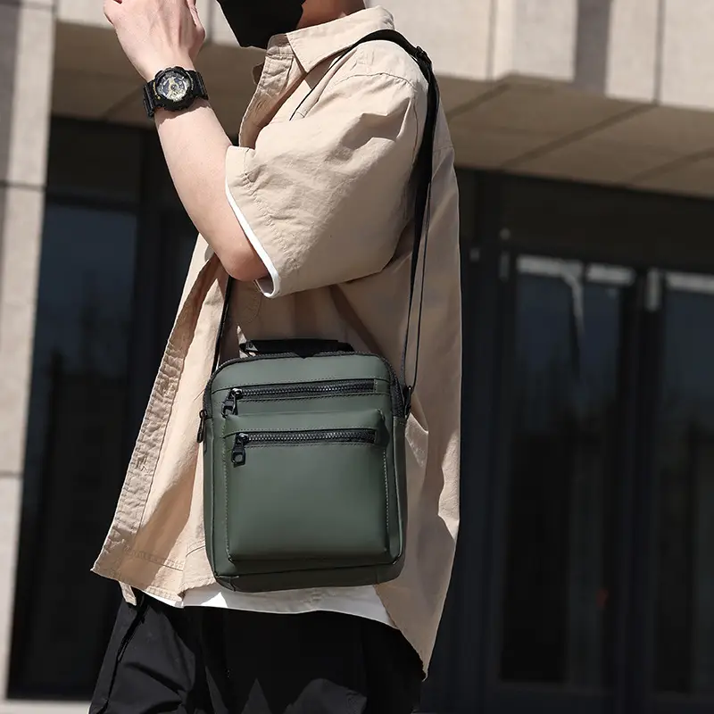 New Men's Korean Style Crossbody Bag Green Nylon