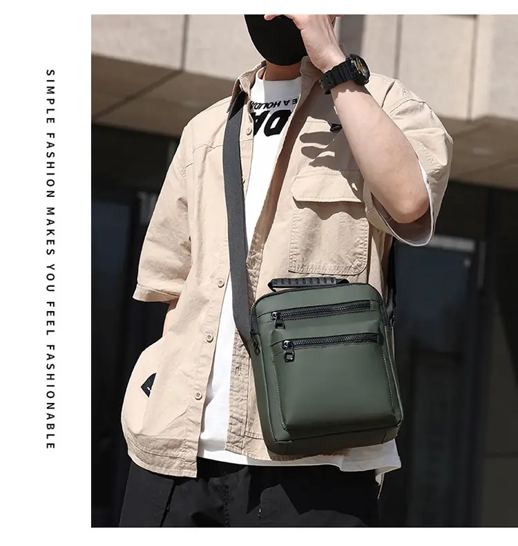 New Men's Korean Style Crossbody Bag Green Nylon — feature 13