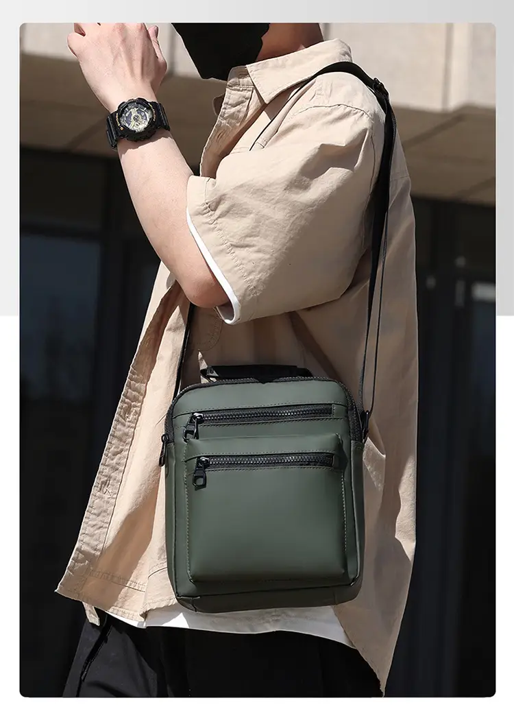 New Men's Korean Style Crossbody Bag Green Nylon — feature 5