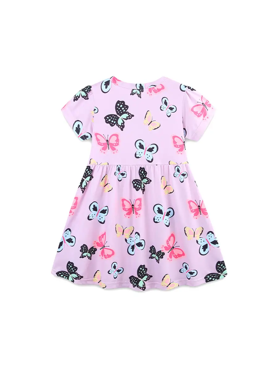 Girls Princess Dress Butterfly Print Short Sleeve Summer - Image 4