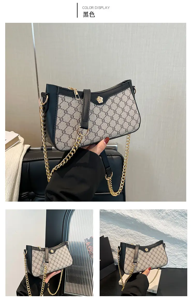 Vintage French Style Shoulder Bag with Gold Chain — feature 22