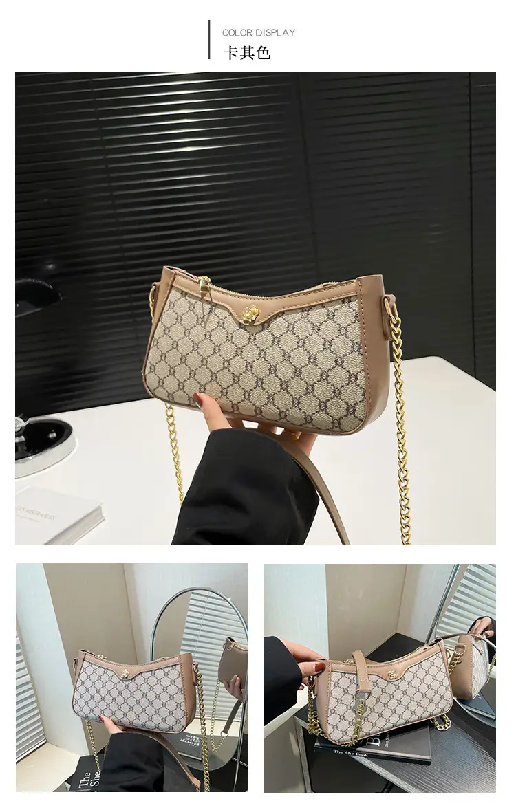 Vintage French Style Shoulder Bag with Gold Chain — feature 24