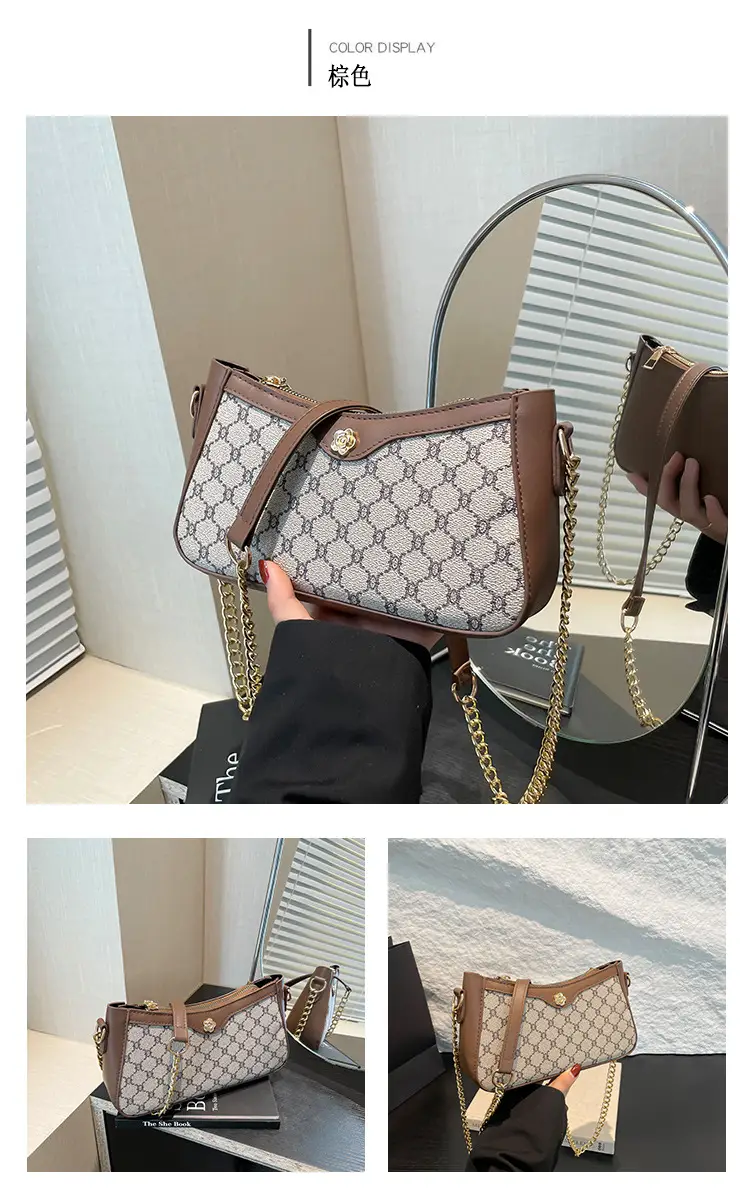 Vintage French Style Shoulder Bag with Gold Chain — feature 25