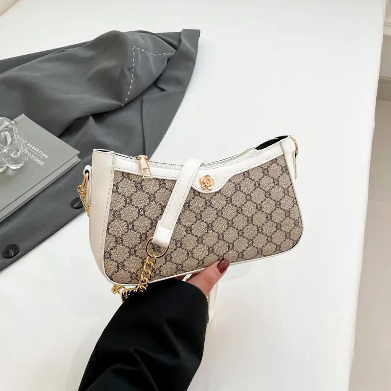 Vintage French Style Shoulder Bag with Gold Chain - Image 2