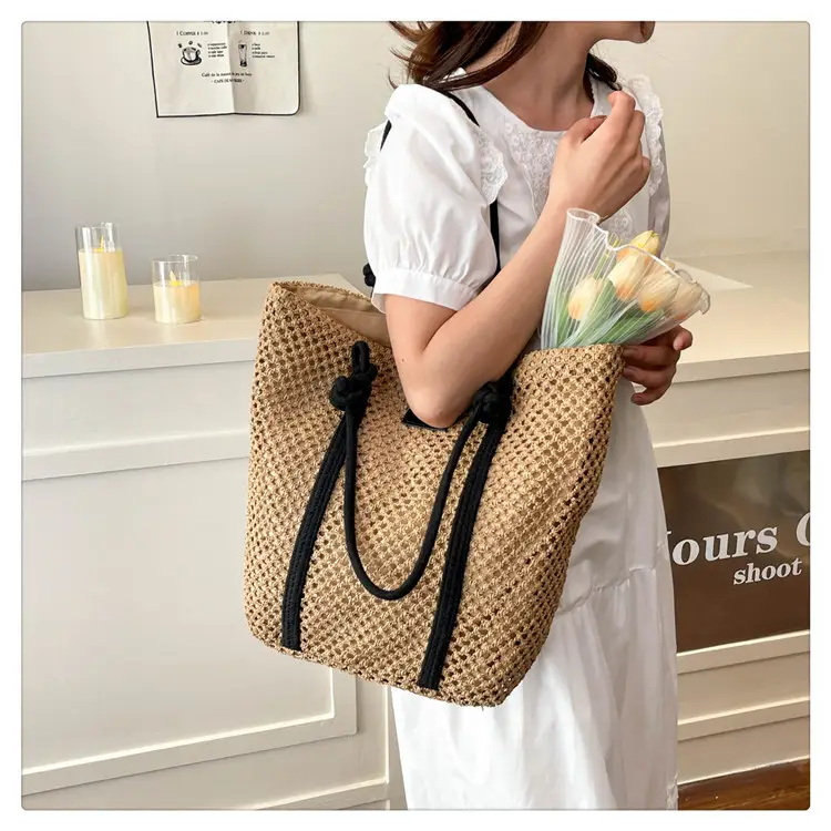 Large Capacity Woven Straw Beach Bag for Women — feature 20