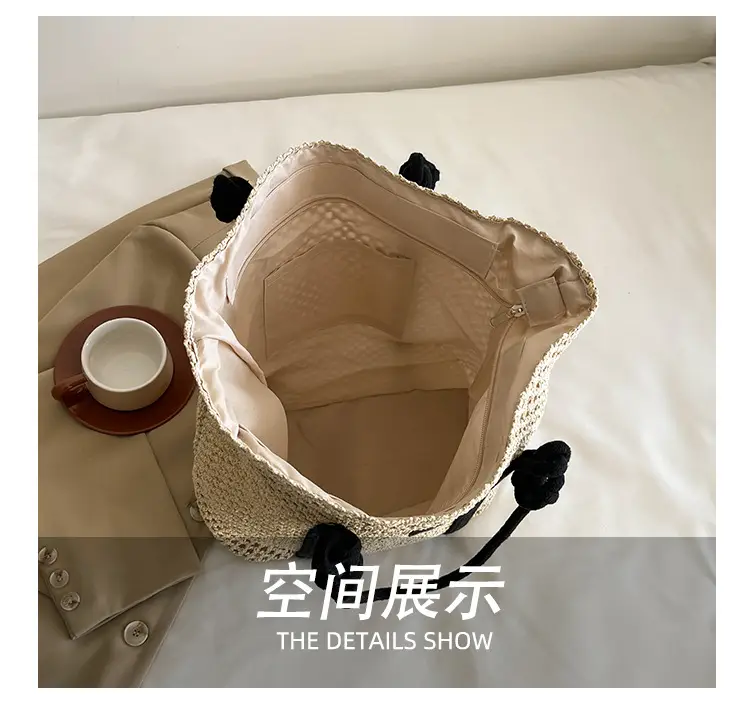 Large Capacity Woven Straw Beach Bag for Women — feature 9