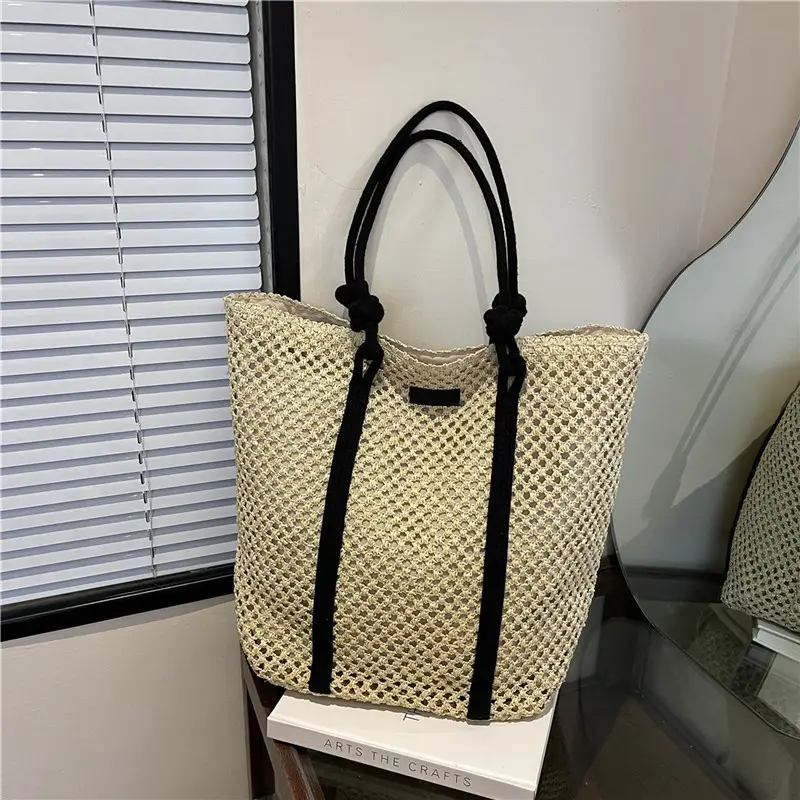 Large Capacity Woven Straw Beach Bag for Women - Image 2