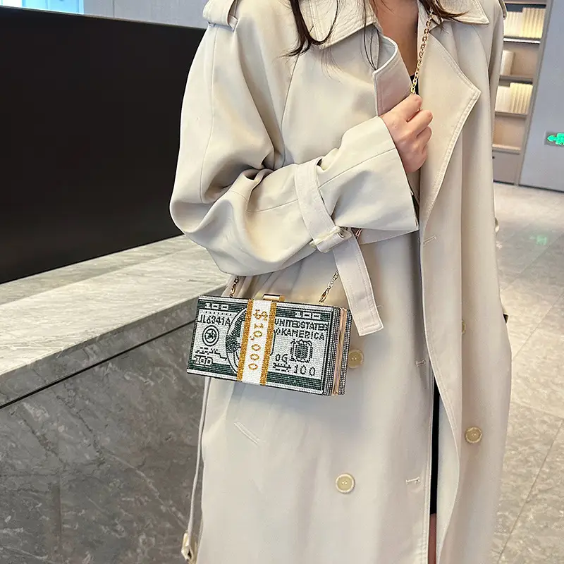 Trendy Diamond Encrusted Square Box Bag for Women