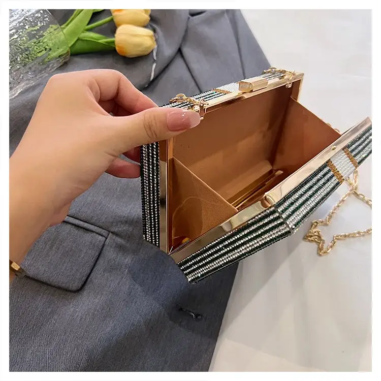 Trendy Diamond Encrusted Square Box Bag for Women — feature 8