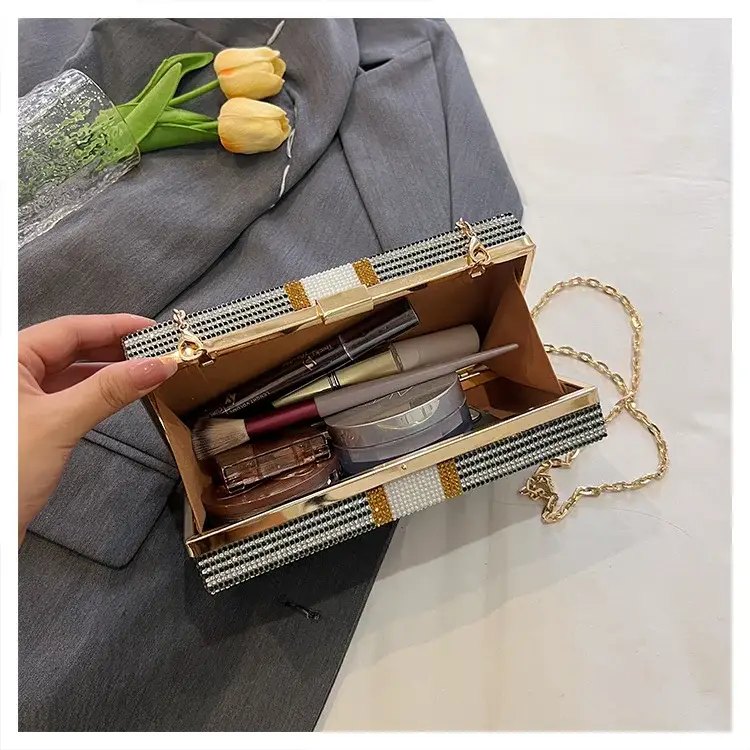 Trendy Diamond Encrusted Square Box Bag for Women — feature 9