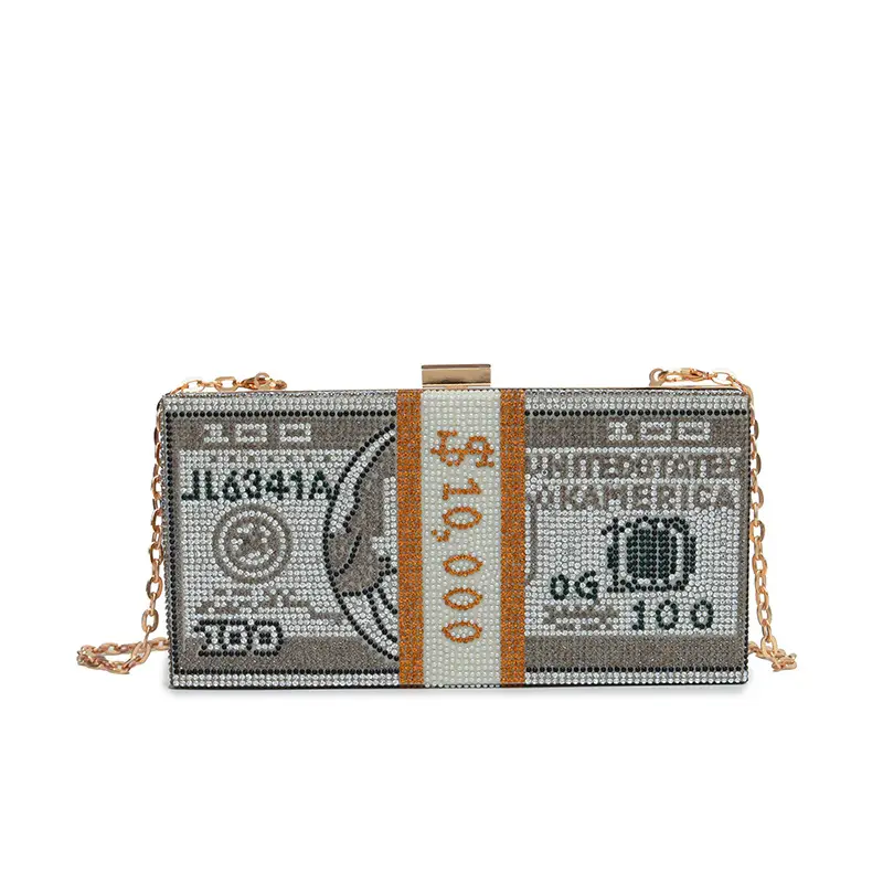 Trendy Diamond Encrusted Square Box Bag for Women