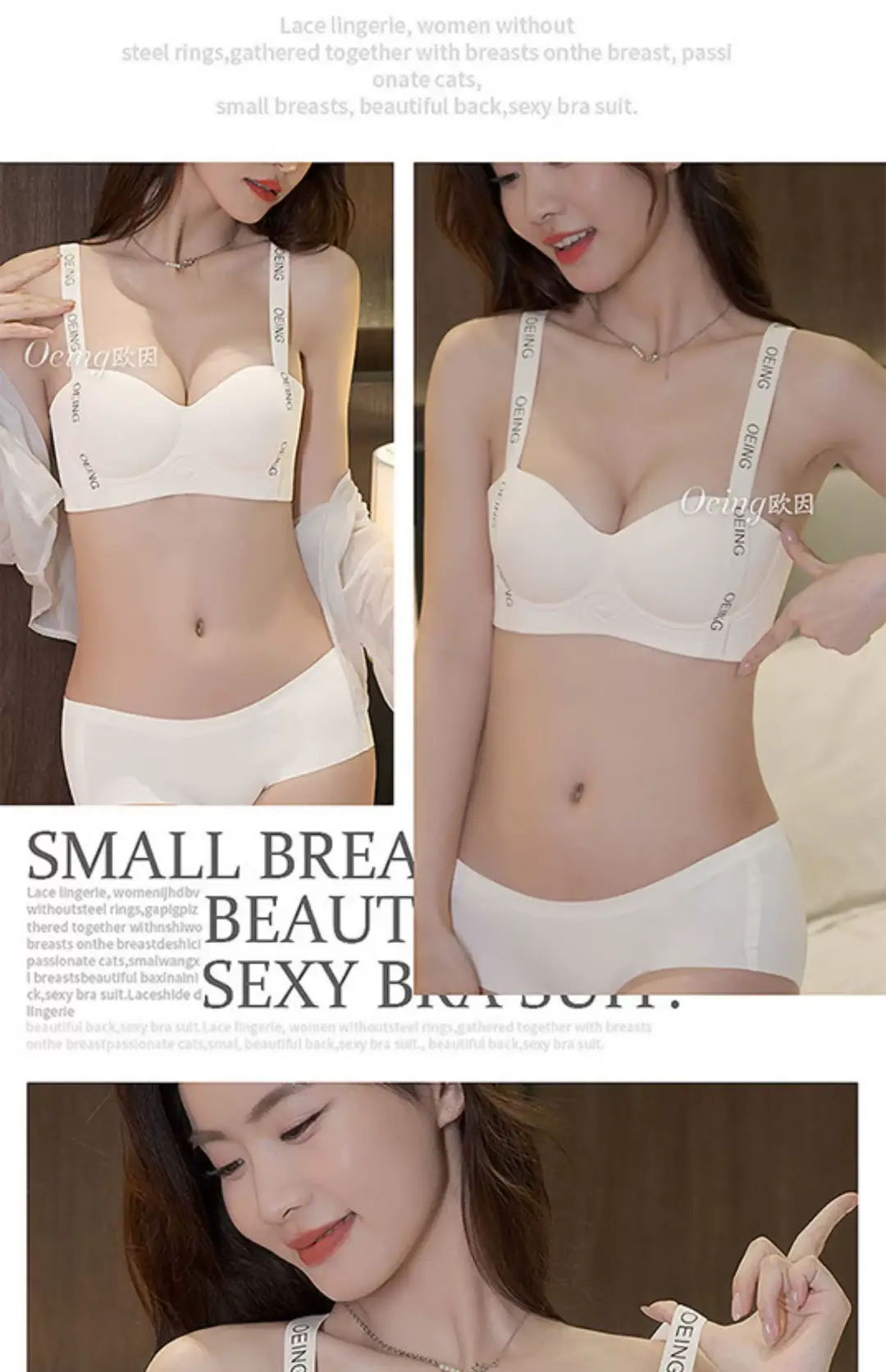 Women's Adjustable Bra Black Red No Steel Ring — feature 16