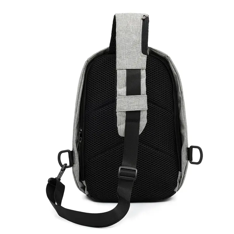 Men's Crossbody USB Charging Bag Grey Black - Image 8