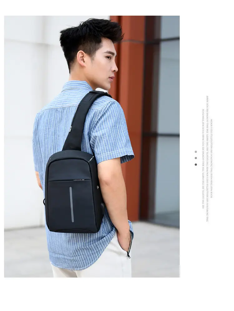 Men's Crossbody USB Charging Bag Grey Black — feature 18