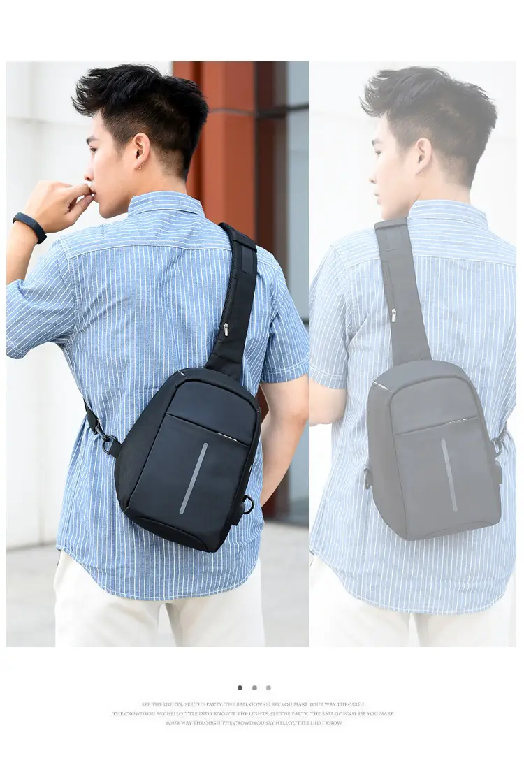 Men's Crossbody USB Charging Bag Grey Black — feature 19