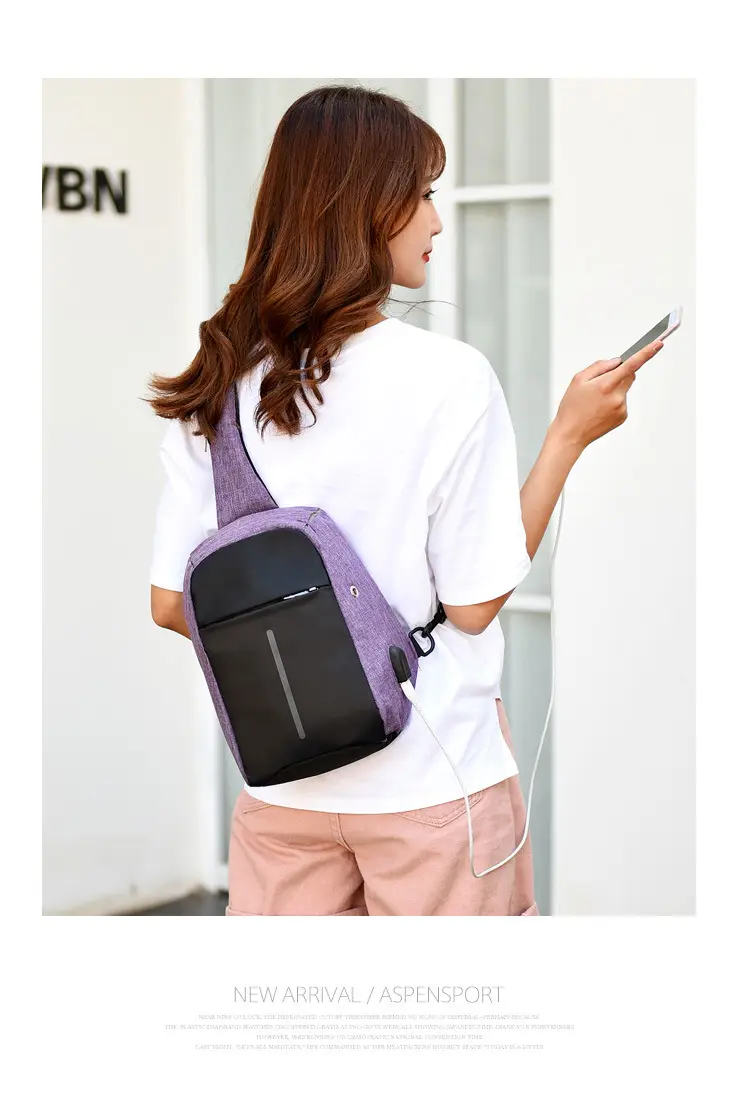 Men's Crossbody USB Charging Bag Grey Black — feature 20
