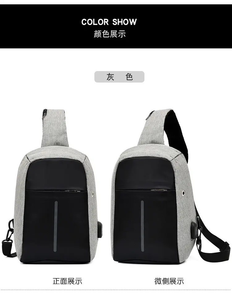 Men's Crossbody USB Charging Bag Grey Black — feature 22
