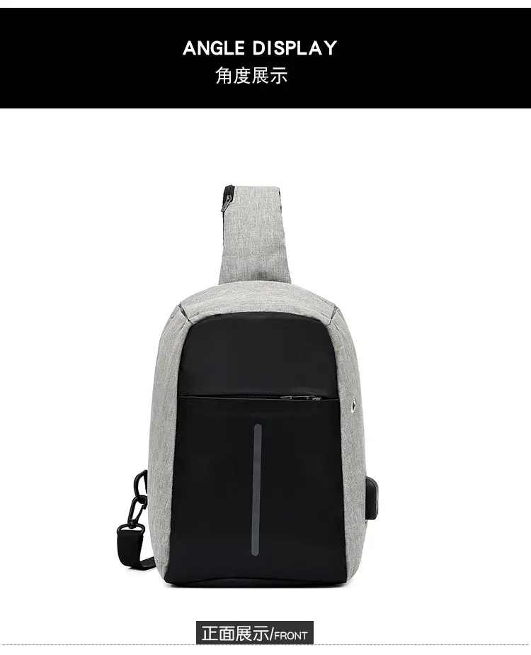 Men's Crossbody USB Charging Bag Grey Black — feature 26