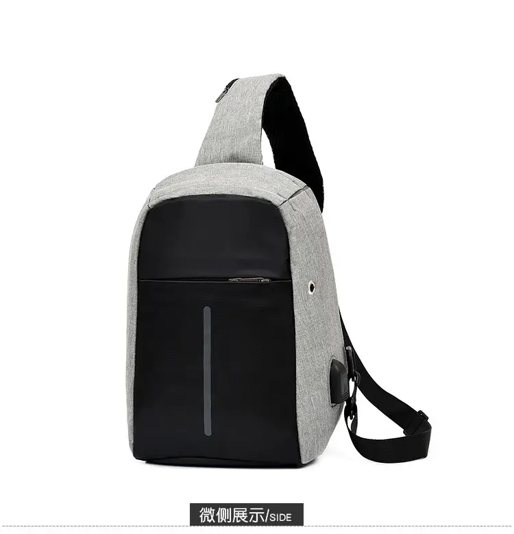 Men's Crossbody USB Charging Bag Grey Black — feature 27