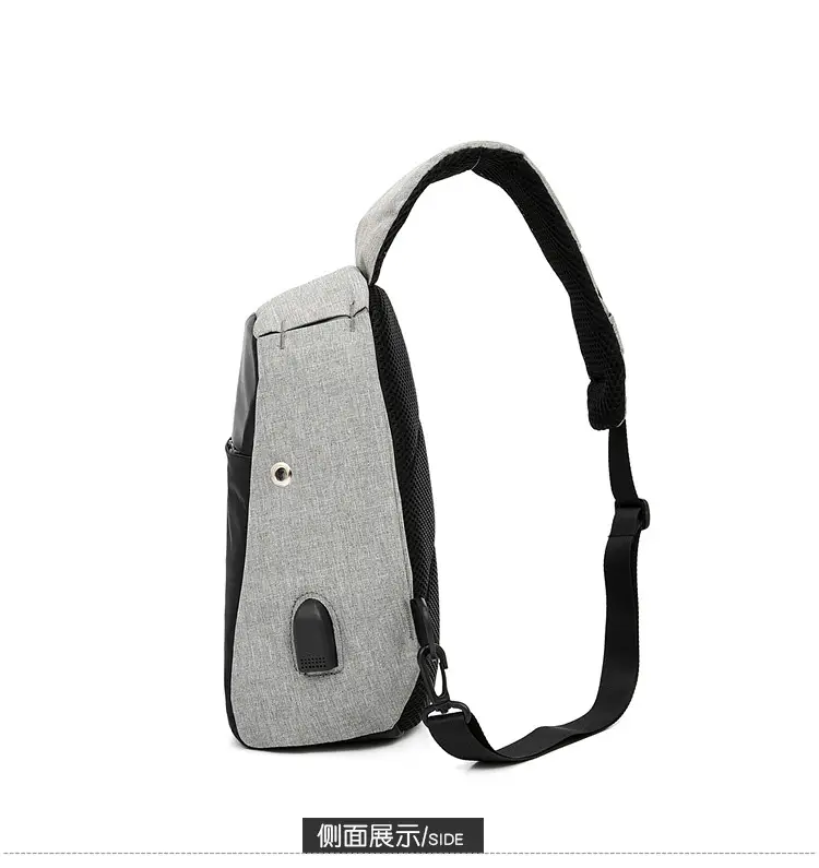 Men's Crossbody USB Charging Bag Grey Black — feature 28
