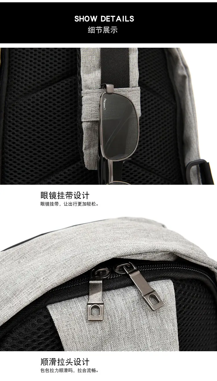 Men's Crossbody USB Charging Bag Grey Black — feature 31