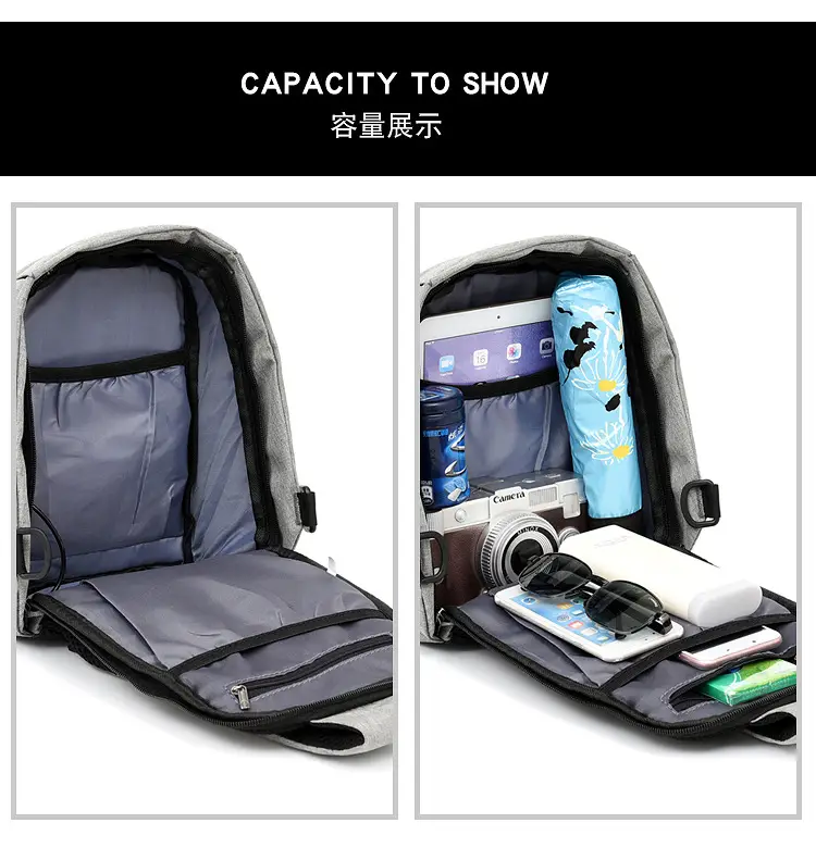 Men's Crossbody USB Charging Bag Grey Black — feature 33