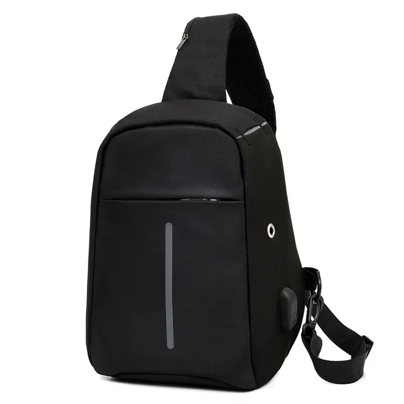 Men's Crossbody USB Charging Bag Grey Black - Image 2