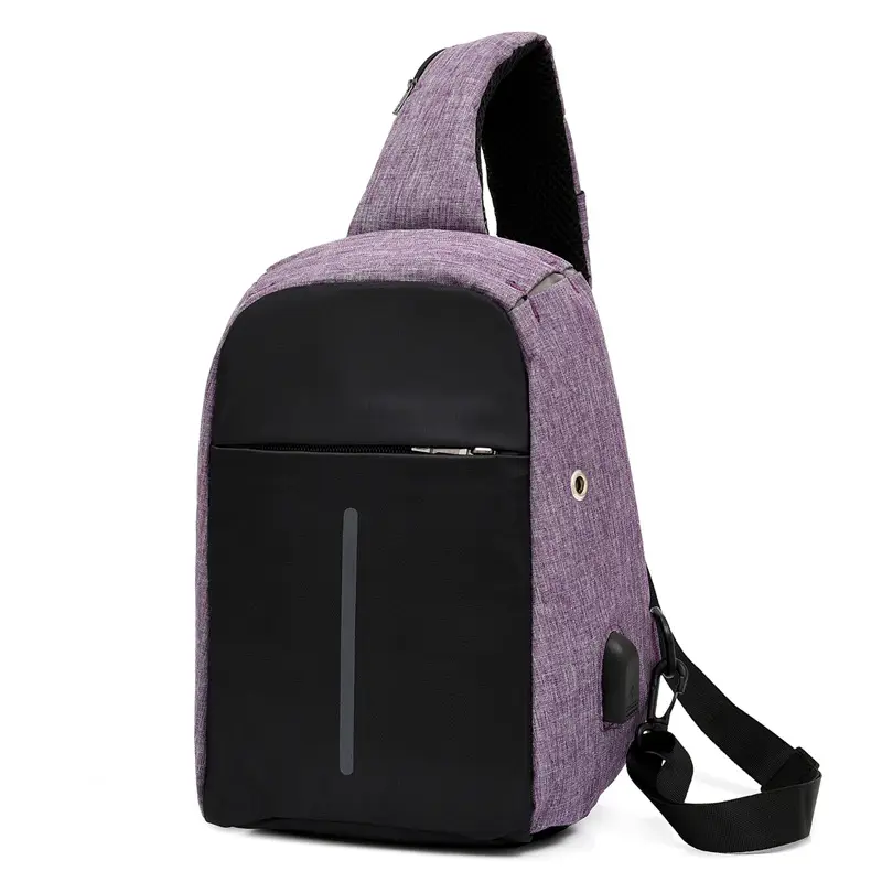 Men's Crossbody USB Charging Bag Grey Black - Image 4