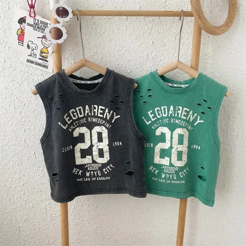 Old Black Cotton Sleeveless Baby Vest for Boys — feature 5