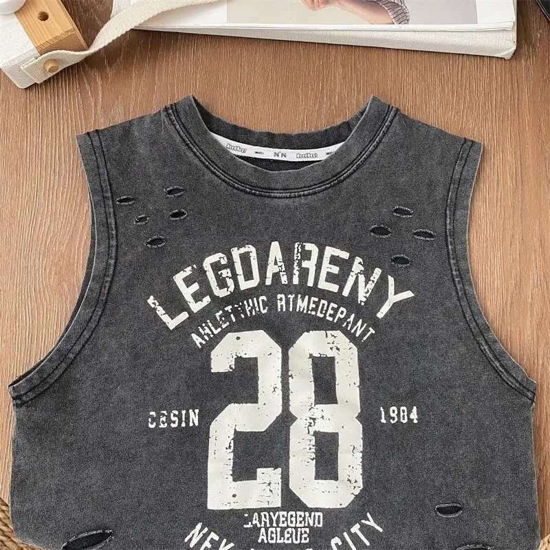 Old Black Cotton Sleeveless Baby Vest for Boys — feature 6