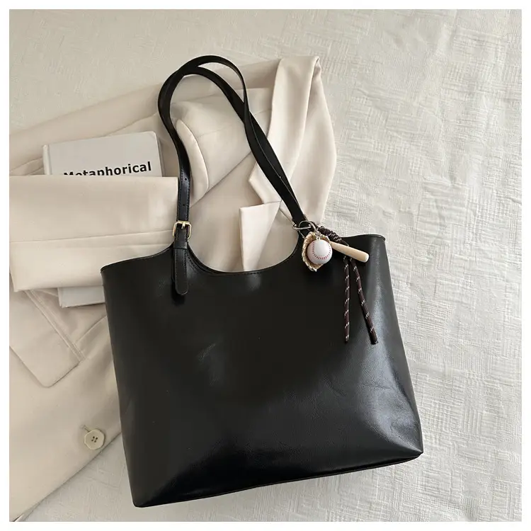 Vintage Black Leather Tote Bag for Women Large Capacity — feature 24