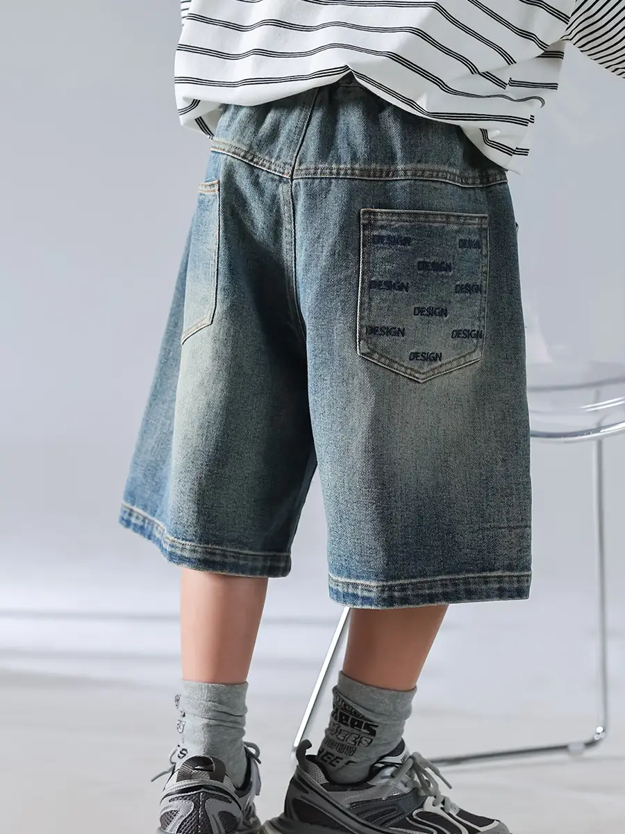 Boys Summer T-Shirt Shorts Set Brown Denim Shorts 2025 — feature 14