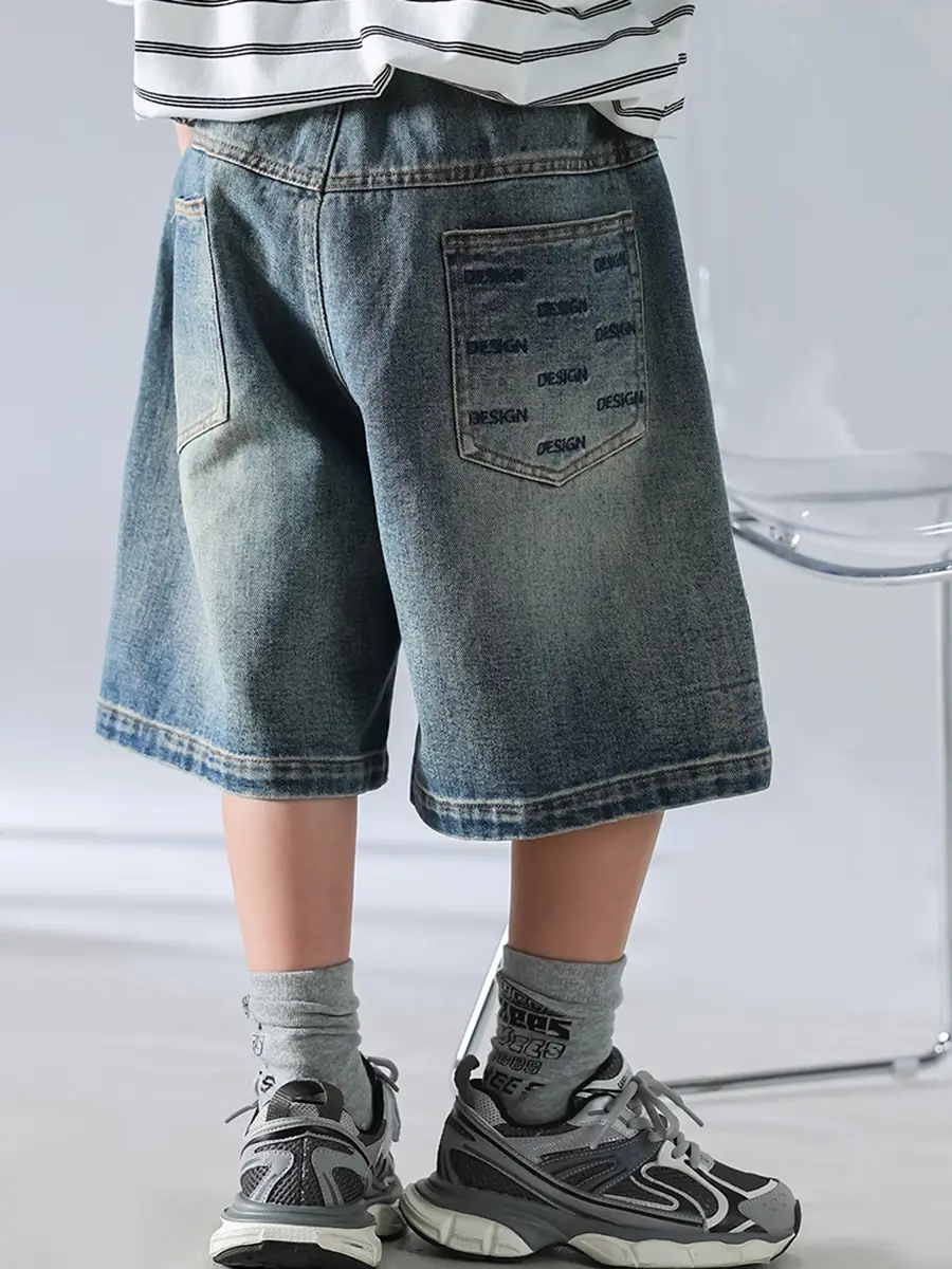 Boys Summer T-Shirt Shorts Set Brown Denim Shorts 2025 — feature 15