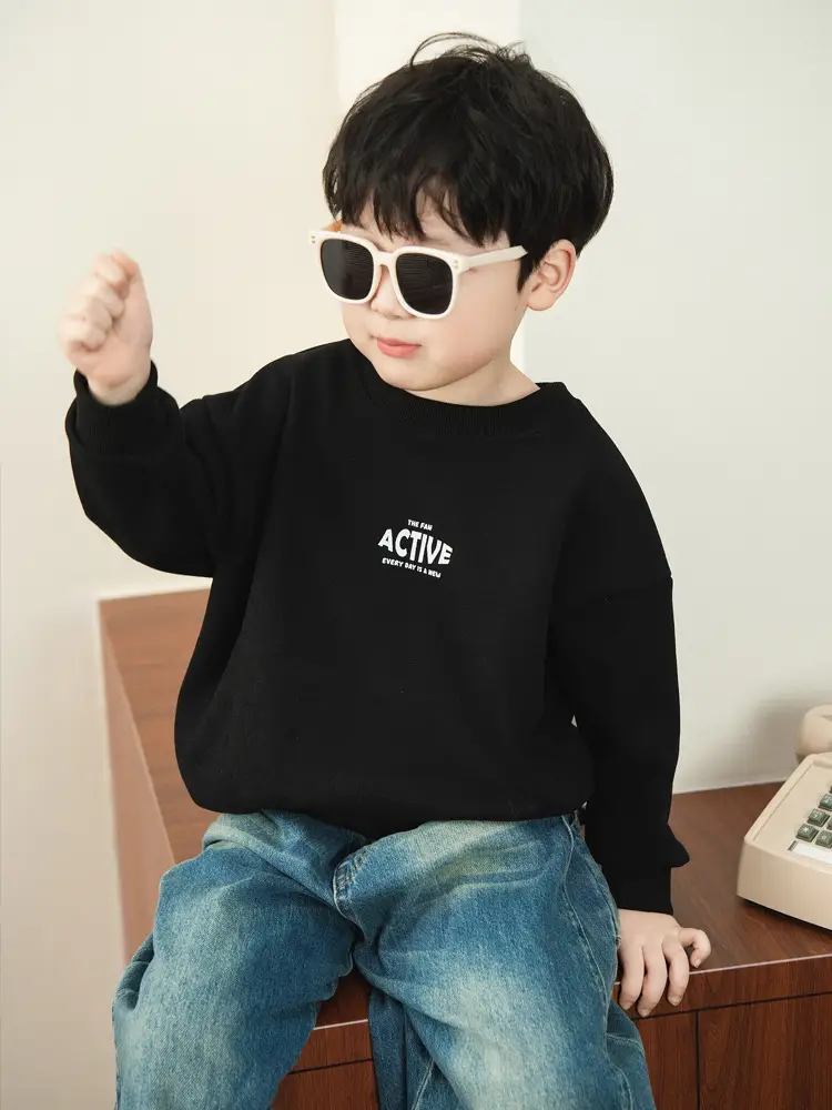 Boys Sweatshirt Mountain Print Long Sleeve Cotton Beige Large - Image 6