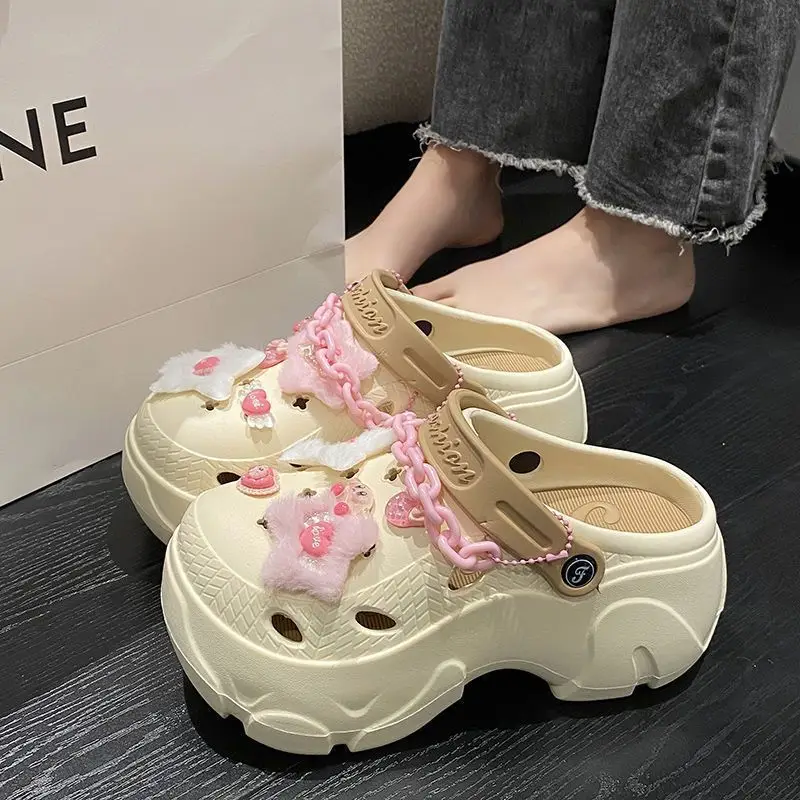Summer 2025 New Cartoon Cute Cave Shoes Women's Beach Non-Slip Non-Stinky EVA Thick Bottom Toe Sandals - Image 6