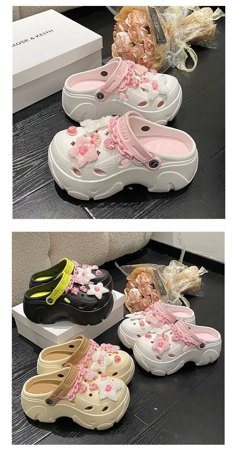 Summer 2025 New Cartoon Cute Cave Shoes Women's Beach Non-Slip Non-Stinky EVA Thick Bottom Toe Sandals — feature 24