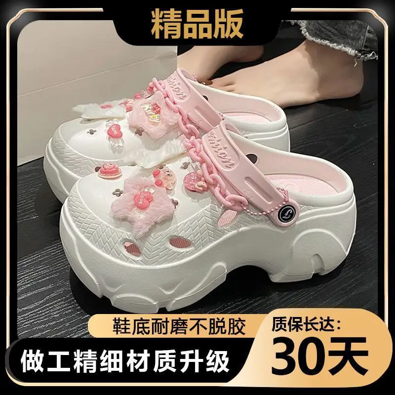 Summer 2025 New Cartoon Cute Cave Shoes Women's Beach Non-Slip Non-Stinky EVA Thick Bottom Toe Sandals - Image 2