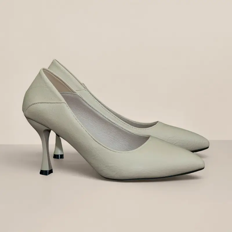 Women Pointed Toe Shallow Heel Jute Shoes Beige
