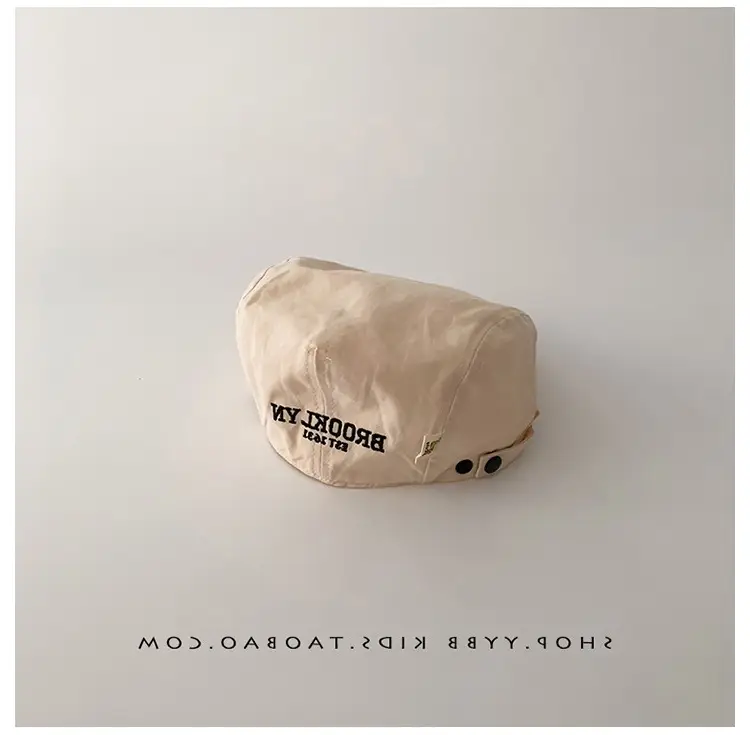Kids Thin Duck Tongue Beret Hat Beige Black Spring Autumn — feature 12