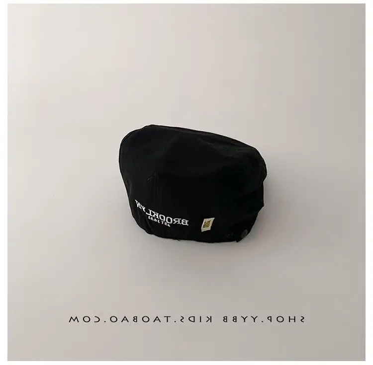 Kids Thin Duck Tongue Beret Hat Beige Black Spring Autumn — feature 13