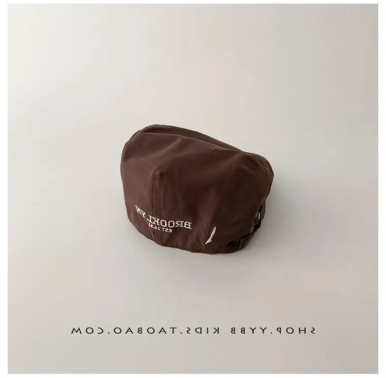 Kids Thin Duck Tongue Beret Hat Beige Black Spring Autumn — feature 14
