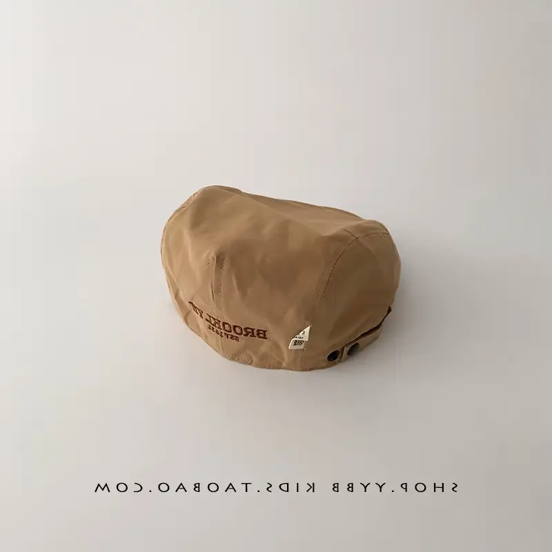 Kids Thin Duck Tongue Beret Hat Beige Black Spring Autumn - Image 2